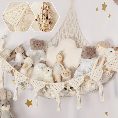 Plush Toy Hammock - Storage Net for Stuffed Animals & Dolls - Space-Saving Organizer & Nursery Decor