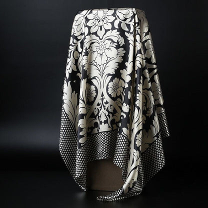 Large Square Simulation Silk Scarf – Versatile Fashion Accessory