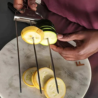 Stainless Steel Skewers with 9 Prongs – GrillMaster Trio for Perfectly Cooked Meat, Seafood & Vegetables | Dishwasher Safe | Includes Oxford Carry Bag