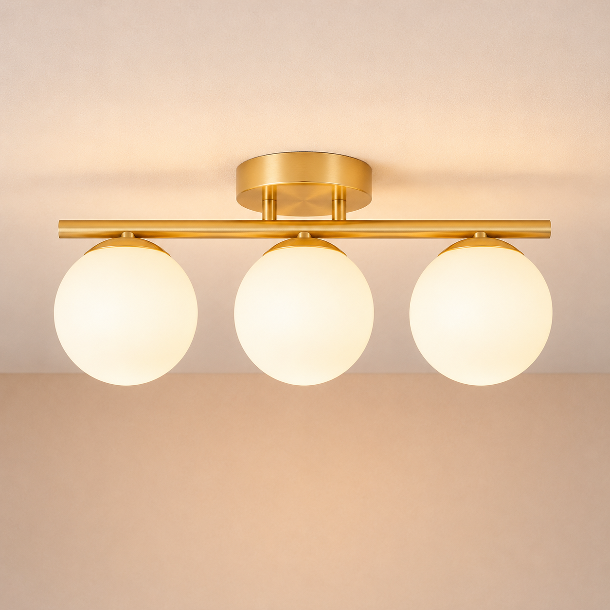 Globe Shade LED Ceiling Light in Opaline Finish