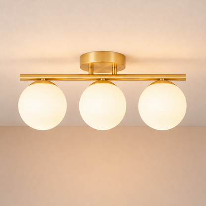 Globe Shade LED Ceiling Light in Opaline Finish