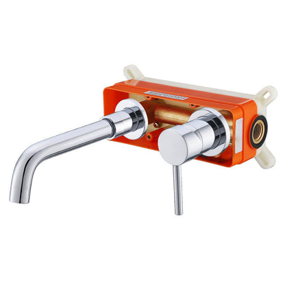 Wall-Mounted Industrial Bathroom Faucet with 2-Hole Swivel Spout