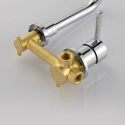 Wall-Mounted Industrial Bathroom Faucet with 2-Hole Swivel Spout