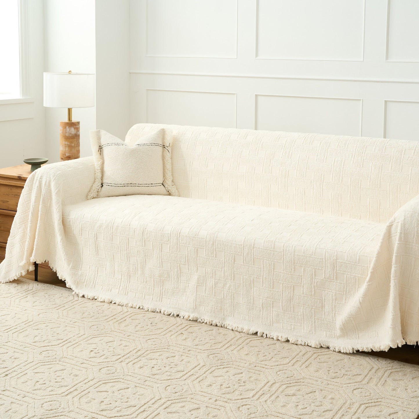 Cozy Throw Blanket – Soft Crosshatch Chenille Sofa Protector
