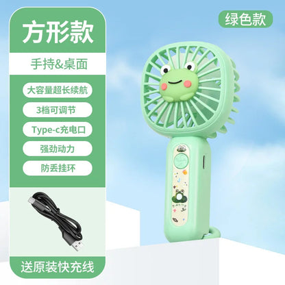 Portable Mini Fan – Rechargeable USB, Quiet Cartoon Design, Great Gift