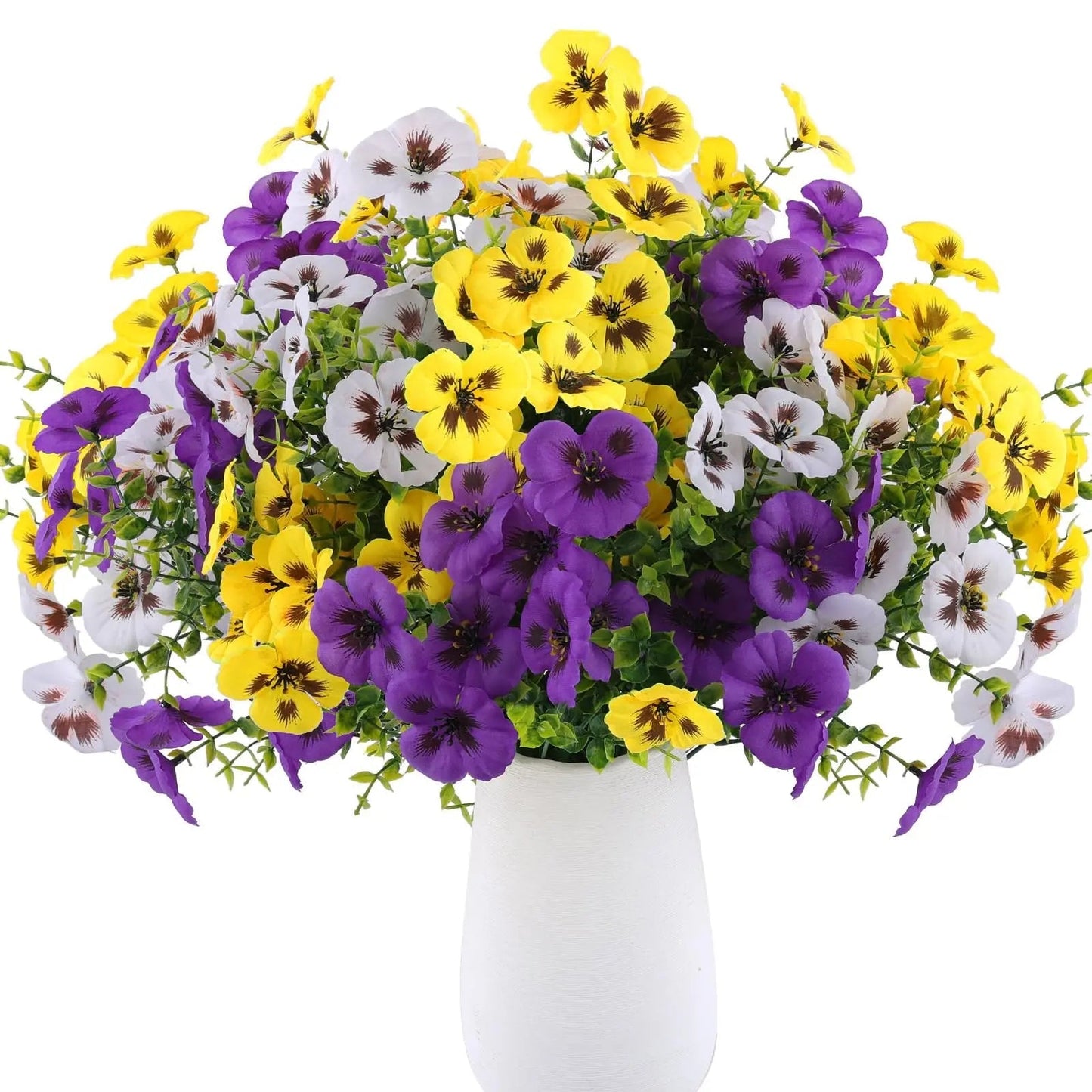 Artificial Pansy Flower Bouquet | Weather-Resistant Spring Garden Decor | Polyester Material