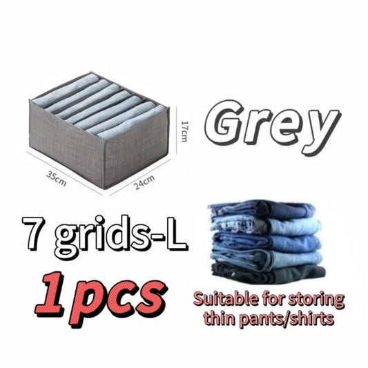 Foldable Clothes Organizer with 7-9 Compartments | Breathable Mesh Storage for Jeans & T-Shirts