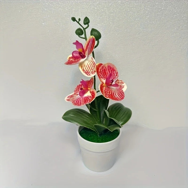 Artificial Orchid Bonsai | Realistic Flowers | Light-Resistant Table Decor for Living Room, Office & Entryway