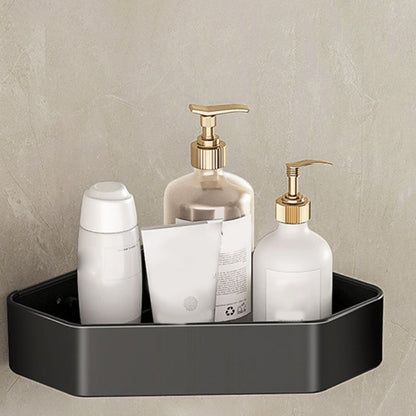 Contemporary Matte Black Bathroom Accessory Set with Shelf and Towel Holder