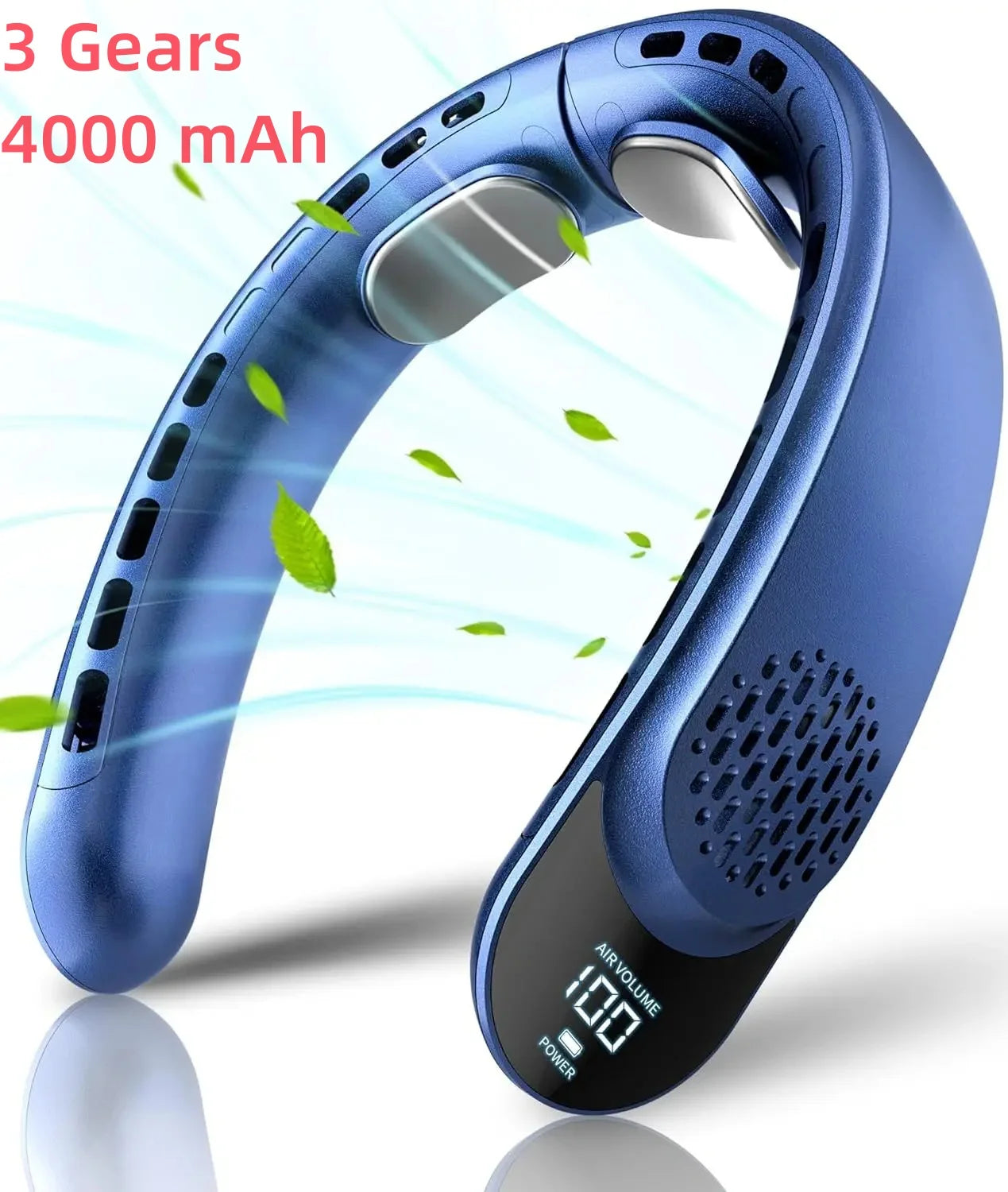 Portable Neck Fan with 4-Speed Turbo Airflow | Rechargeable 4000mAh Battery | Bladeless Design with LED Display