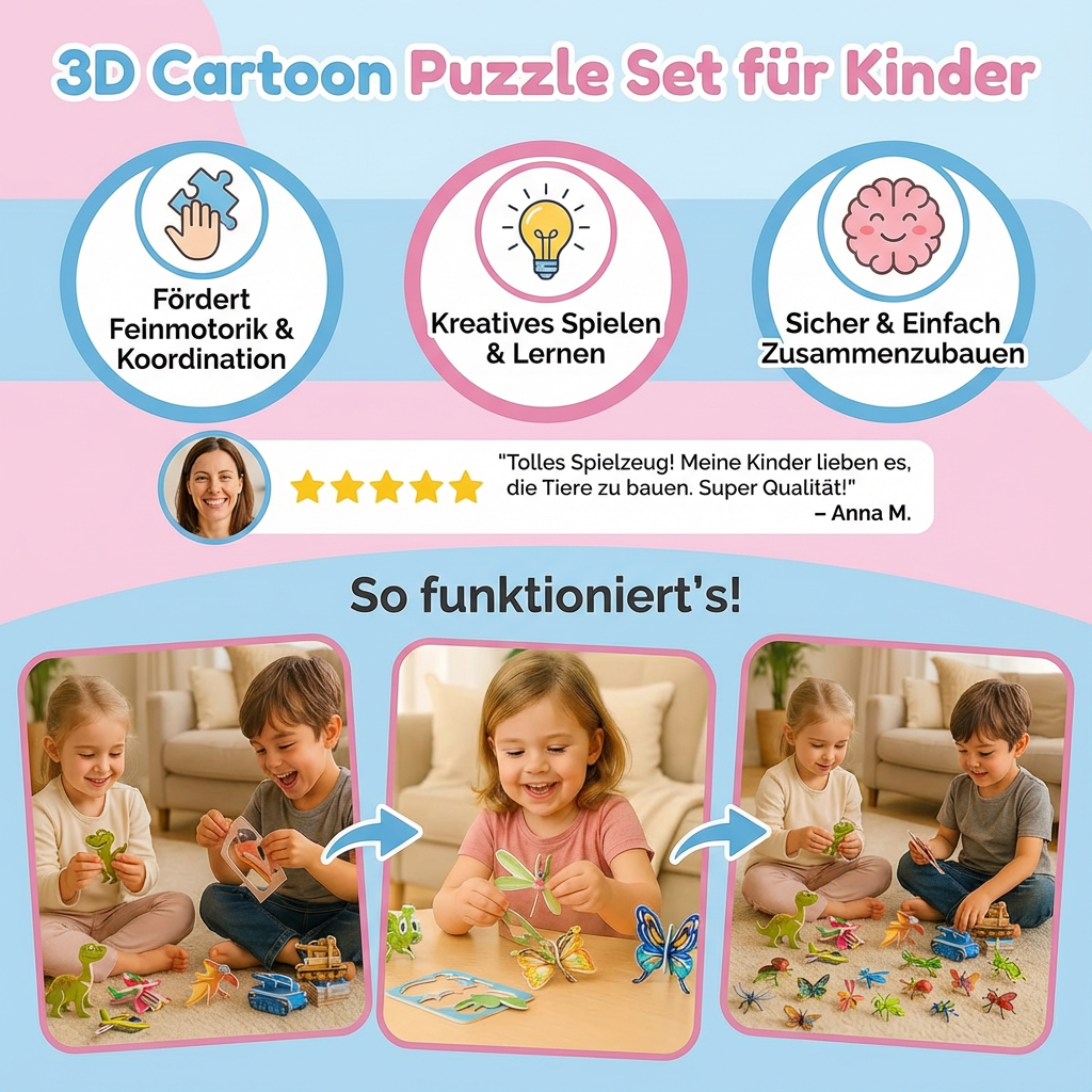3D Cartoon Puzzle Collection for Kids