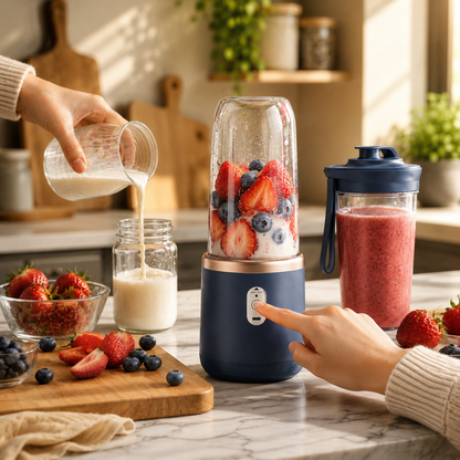 Rechargeable Portable Blender with Two Cups – USB Powered Juicer