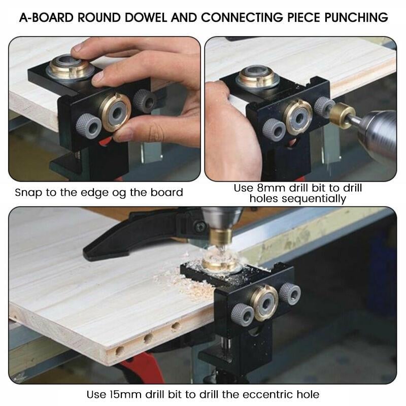 Adjustable 3-in-1 Woodworking Drill Locator Punching Tool