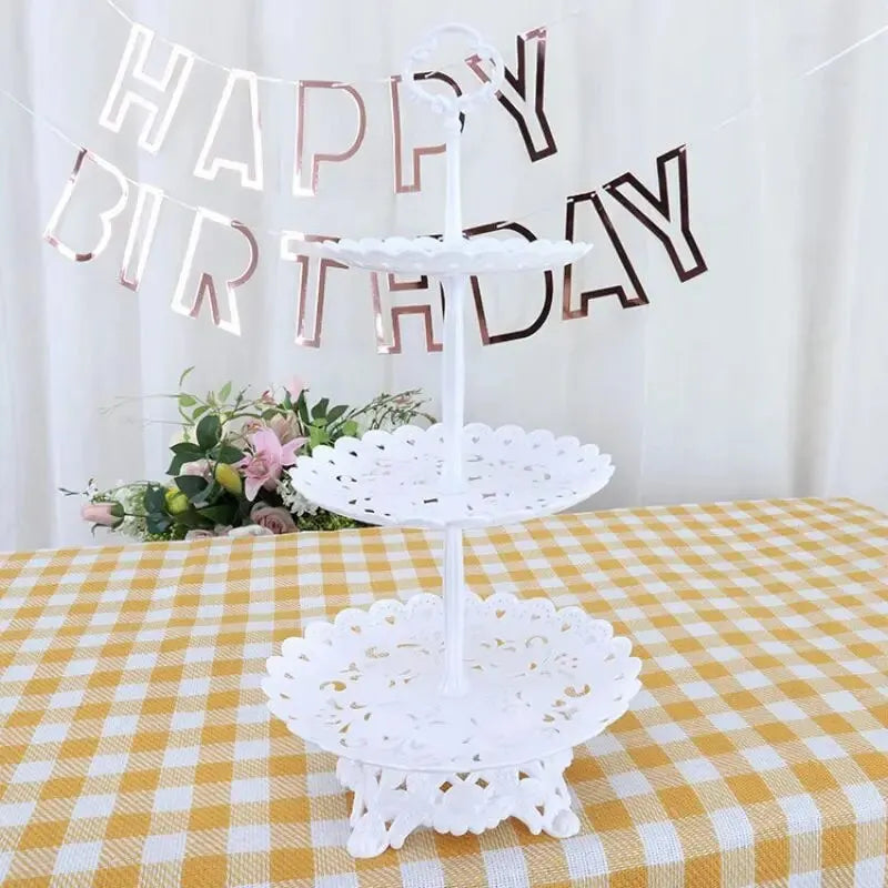 Three-Tier Fruit and Dessert Stand | Stylish Plastic Tray | 23×23×39 cm