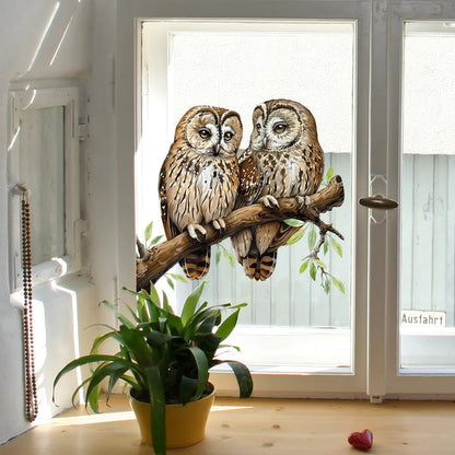 Self-Adhesive Wall Sticker Featuring Owl on Floral Branch | PVC Material