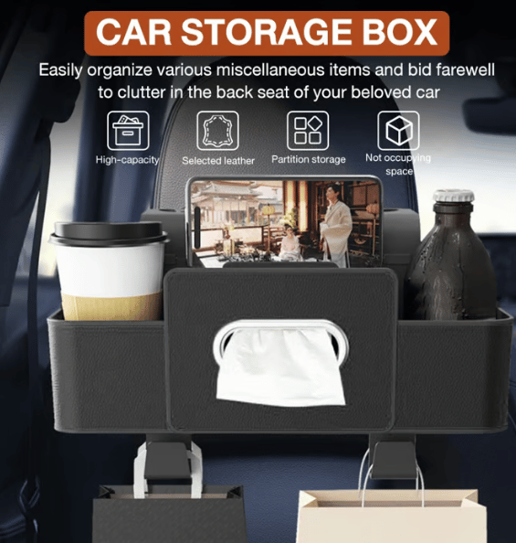 Waterproof Backseat Organizer with Cup Holders and Tissue Pocket