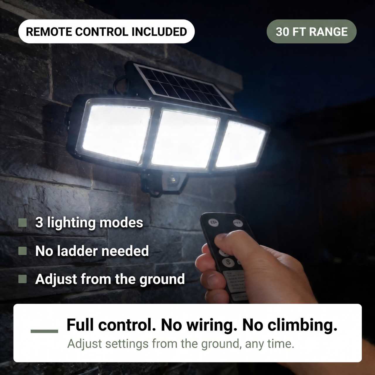 Smart Solar Outdoor Light with Motion Detection - 3 Adjustable Heads