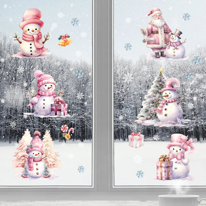 Removable PVC Wall Stickers for Kids' Room – Pink Snowman Design