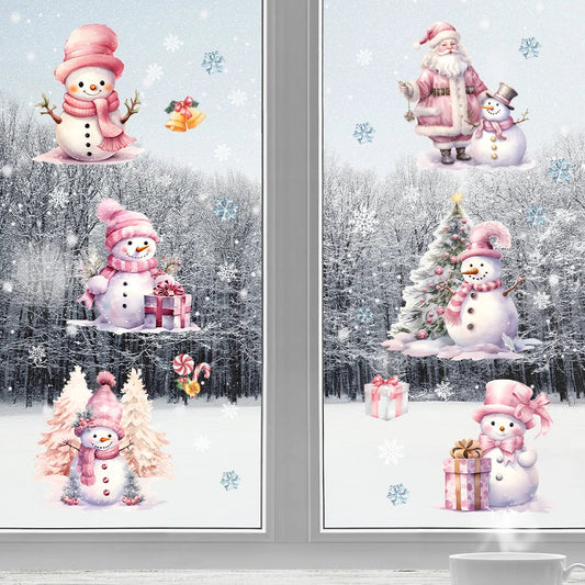 Removable PVC Wall Stickers for Kids' Room – Pink Snowman Design