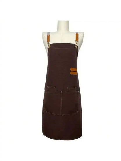 Unisex Waterproof Cooking Apron with Adjustable Straps and Large Pockets