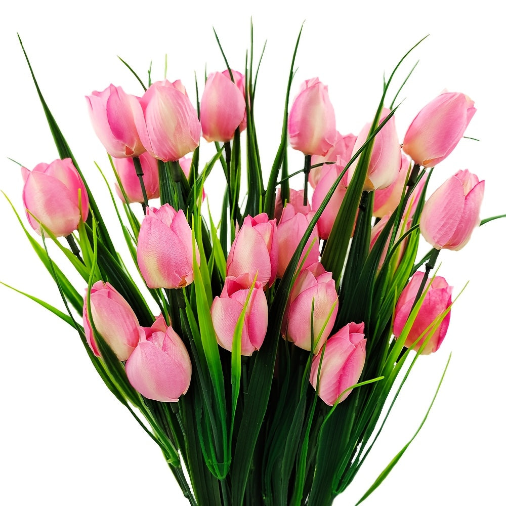 6-Pack Artificial Tulip Bouquets – UV-Resistant and Realistic for Home and Garden Decor