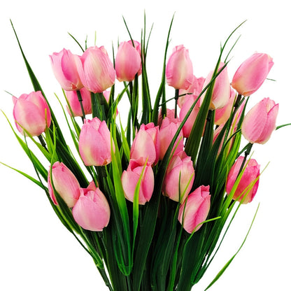 6-Pack Artificial Tulip Bouquets – UV-Resistant and Realistic for Home and Garden Decor