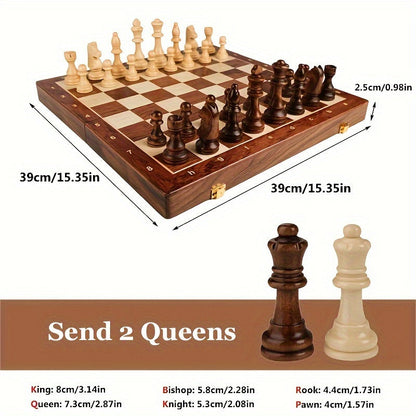 Wooden Chess Set - Ideal for Home and Travel