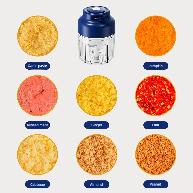 Electric Mini Chopper - USB Powered Food Processor with 6-Blade System, 320 ml