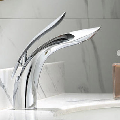 Brass Round Basin Mixer Tap with Lever Handle for Modern Bathroom Sink