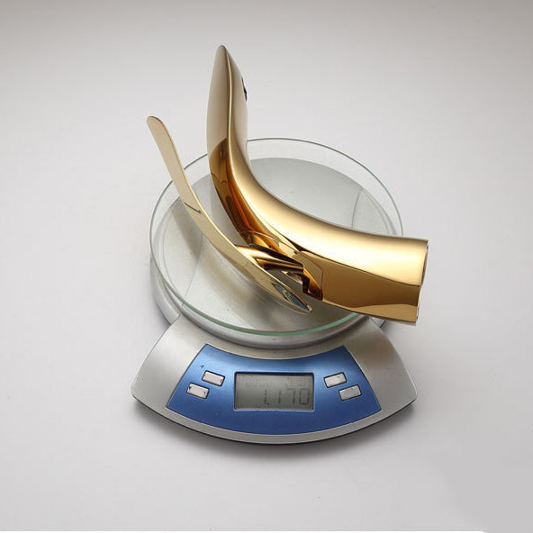 Modern Round Bathroom Sink Faucet with Brass Lever Handle and Single Hole