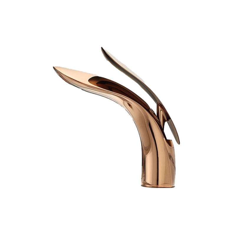 Brass Round Basin Mixer Tap with Lever Handle for Modern Bathroom Sink