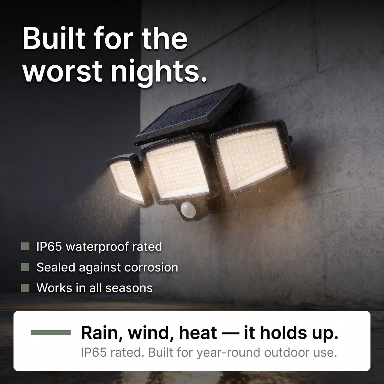 Smart Solar Outdoor Light with Motion Detection - 3 Adjustable Heads