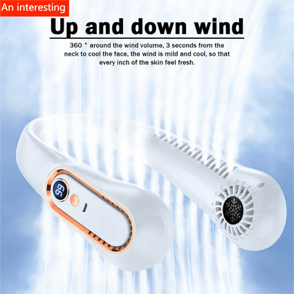 Portable USB Fan with 5 Speed Settings and Digital Display - Bladeless Design for Outdoor Use