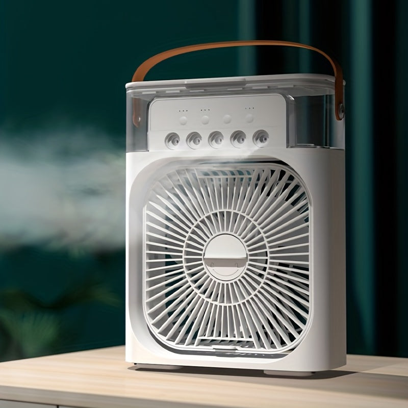 Compact Air Cooler for Home and Office - 3-Speed Hydrocooling Fan with 5 Humidifier Spray Heads