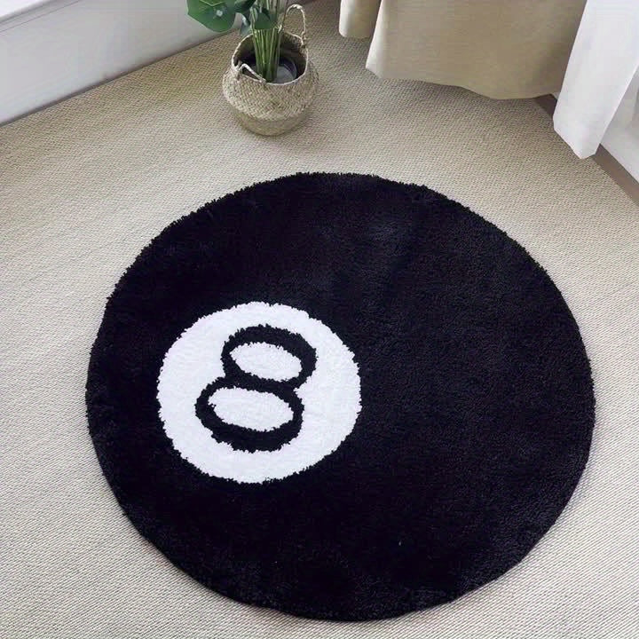Playful 8-Ball Round Mat – Stylish Non-Slip Rug for Any Room