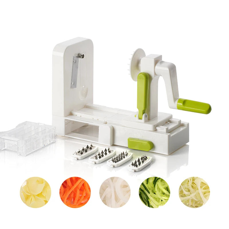 5-in-1 Vegetable Slicer with Stainless Steel Blades – Rotatable, Foldable Design