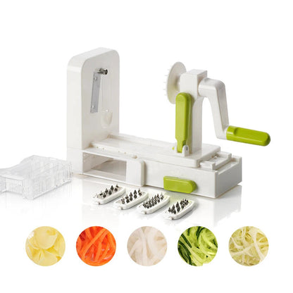 5-in-1 Vegetable Slicer with Folding Design and Rotating Function, Stainless Steel Blades