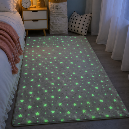 Glow in the Dark Area Rug for Children – Moon and Star Pattern