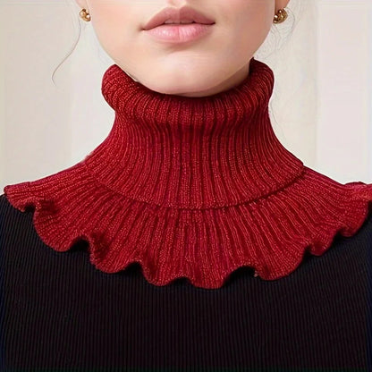 Black and White Knit Collar | Stylish Removable Ruffled Neckline | Soft, Warm and Elegant for Women | Fashionable Faux Collar