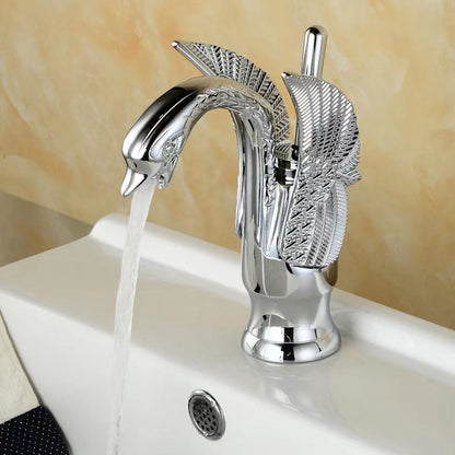 Brass Bathroom Sink Faucet with Single Handle for Hot and Cold Water