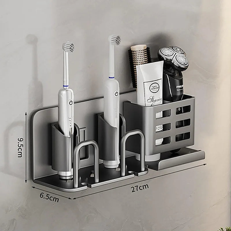 Aluminum Toothbrush Holder with Wand | Multifunctional & No Drill Organizer