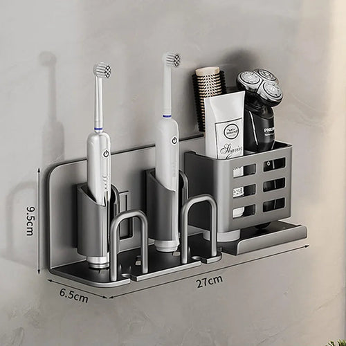 Aluminum Toothbrush Holder with Wand | Multifunctional & No Drill Organizer