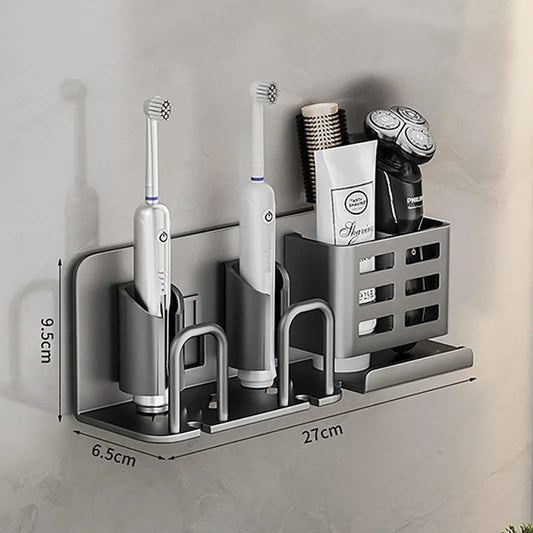Aluminum Toothbrush Holder with Wand | Multifunctional & No Drill Organizer