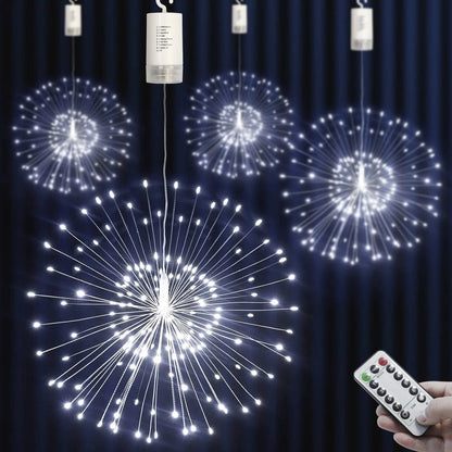 Waterproof LED Firework Lights with Remote – 150/200 LEDs, 8 Modes, Warm White, Cool White, Colorful or Blue