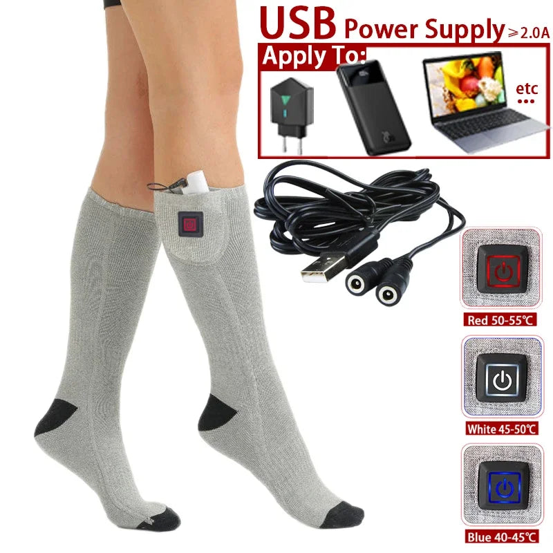 Heated Socks with USB Recharge – Adjustable Temperature for Men & Women