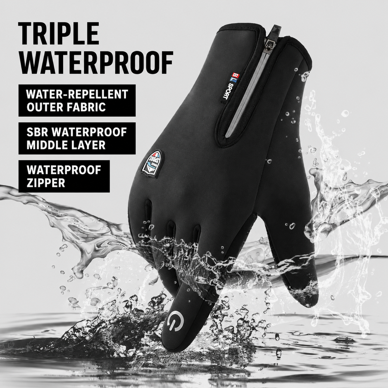 Winter Gloves with Zipper Design – Touchscreen and Waterproof