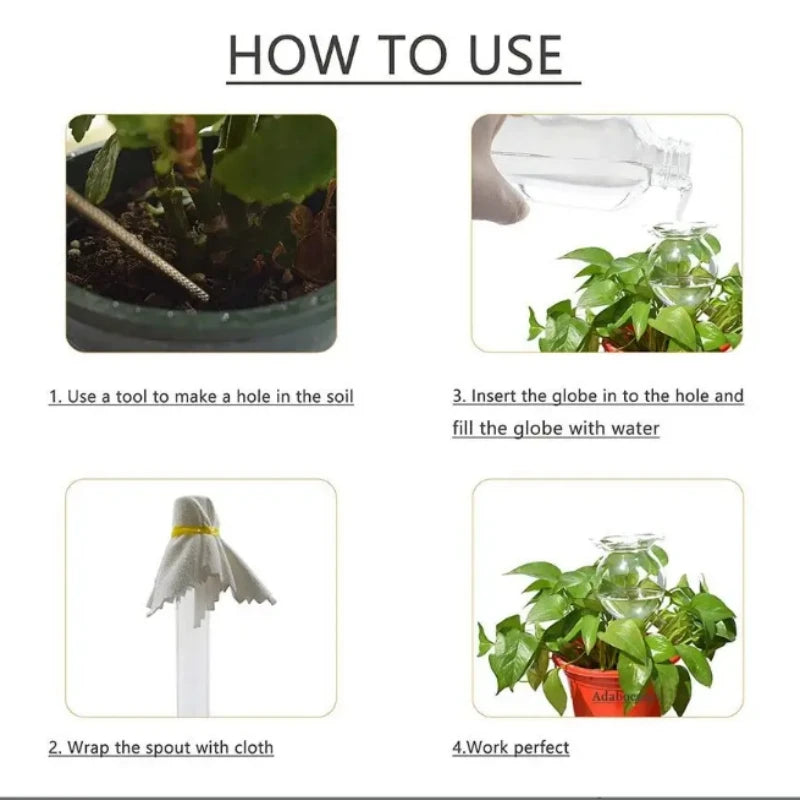 Automatic Self-Watering Plant Globes | Set of 2 Handmade Glass