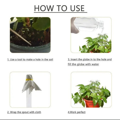 Automatic Self-Watering Plant Globes | Set of 2 Handmade Glass