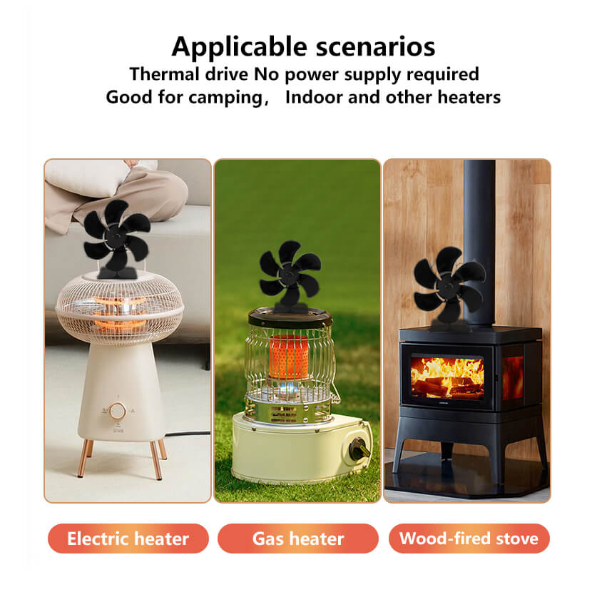 6-Blade Eco-Friendly Wood Stove Air Circulator