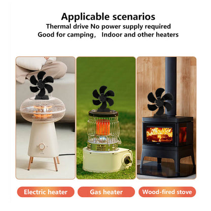 6-Blade Eco-Friendly Wood Stove Air Circulator